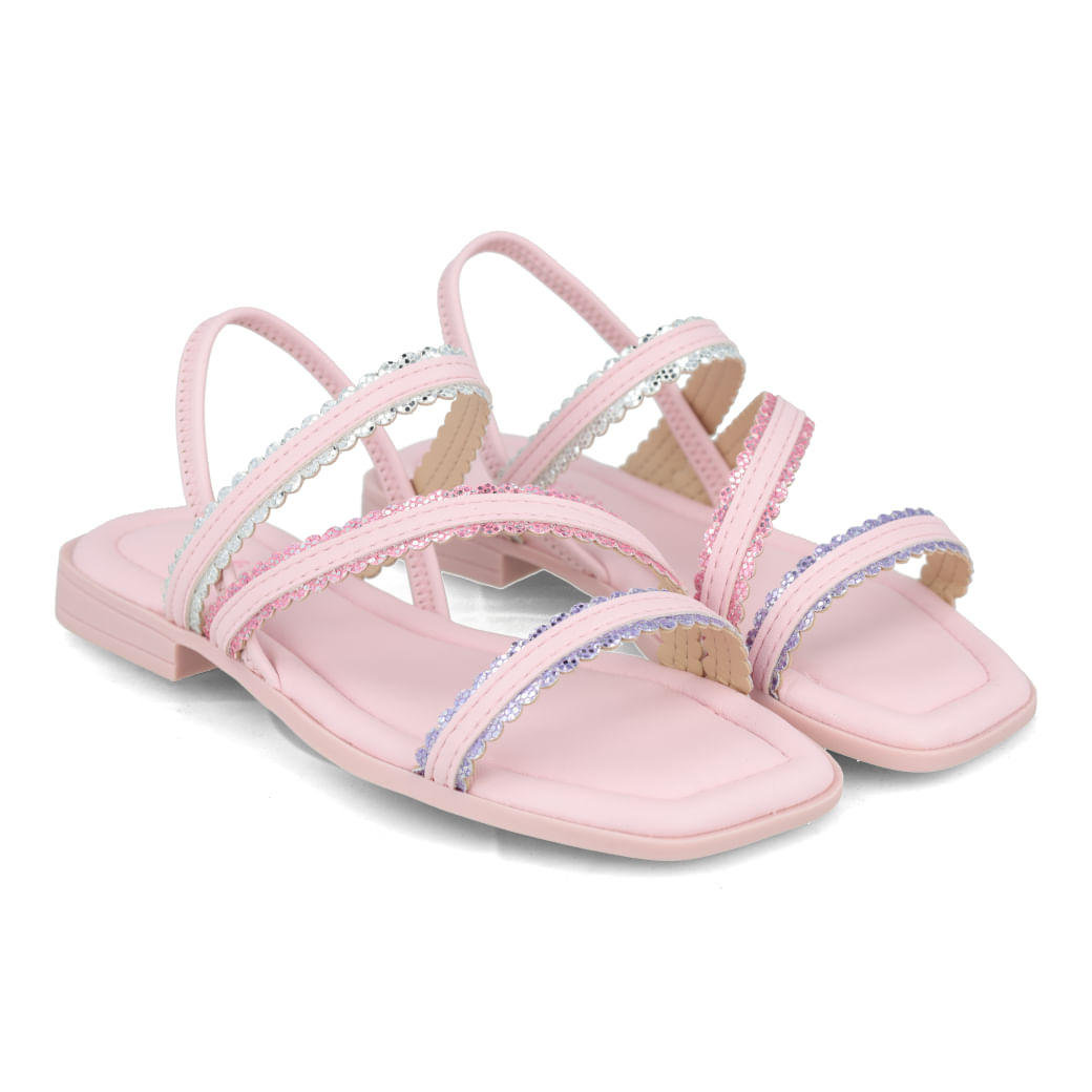 Sandália infantil Pink Cats rosa com detalhes em pedras e lantejoulas para benefícios do produto